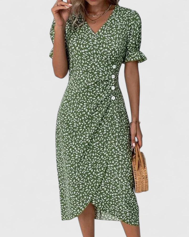 SOPHIA – MIDI WRAP BLOOM DRESS