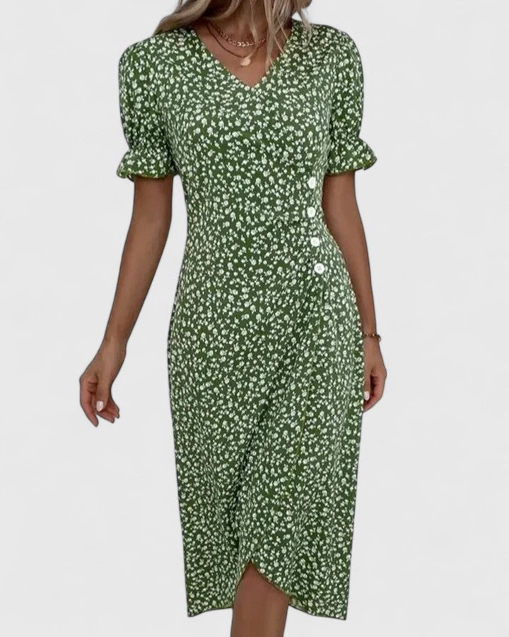 SOPHIA – MIDI WRAP BLOOM DRESS