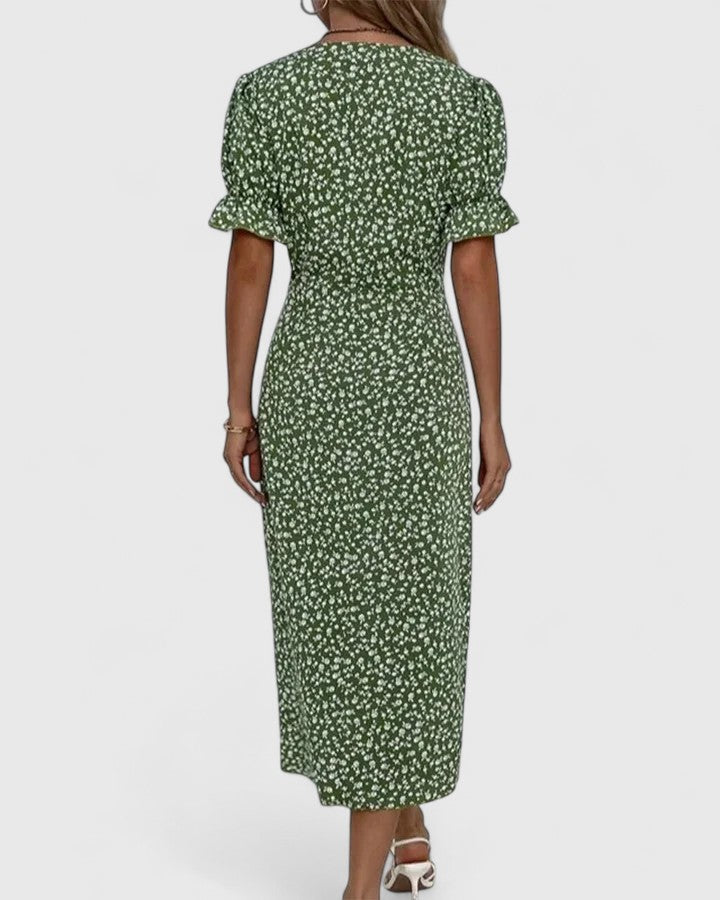 SOPHIA – MIDI WRAP BLOOM DRESS