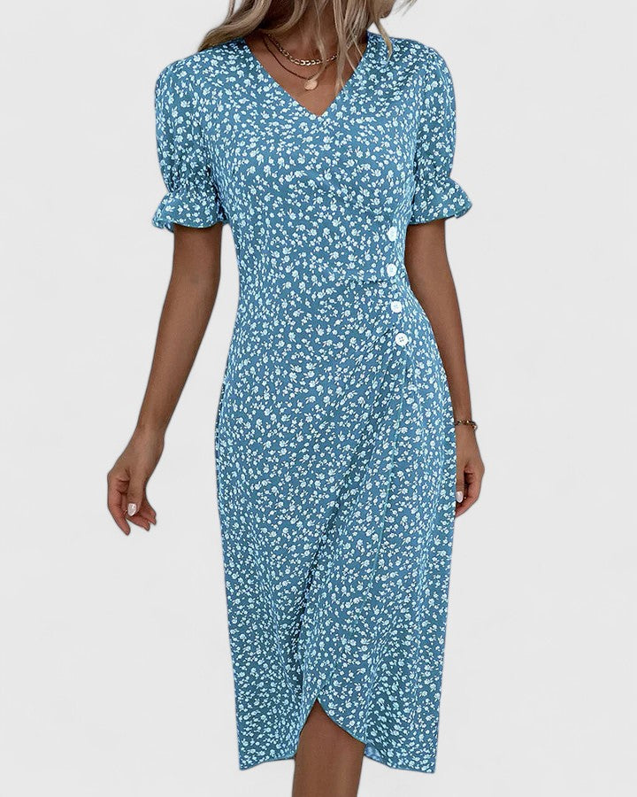 SOPHIA – MIDI WRAP BLOOM DRESS