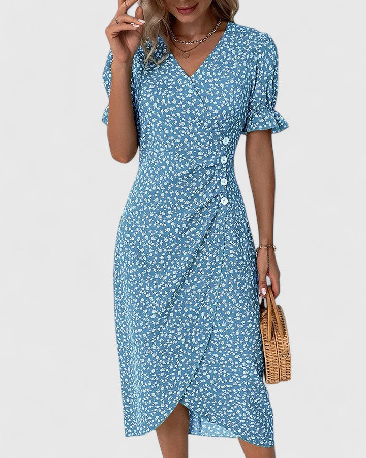 SOPHIA – MIDI WRAP BLOOM DRESS