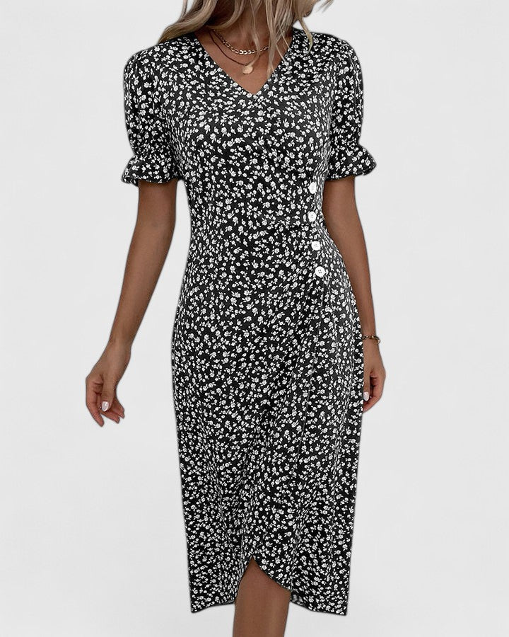 SOPHIA – MIDI WRAP BLOOM DRESS