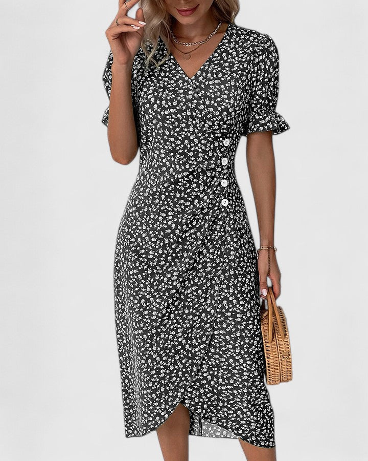 SOPHIA – MIDI WRAP BLOOM DRESS
