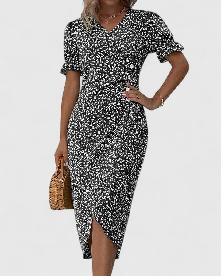 SOPHIA – MIDI WRAP BLOOM DRESS