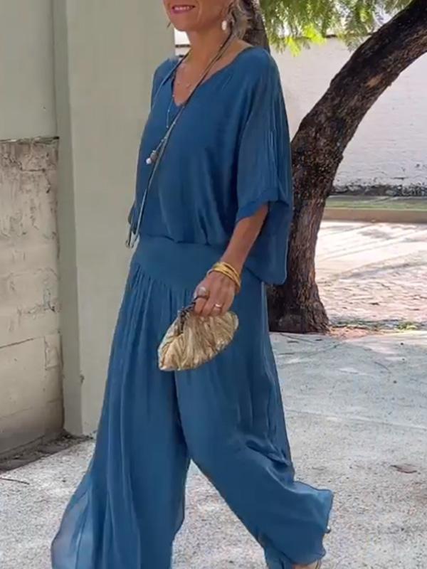 ESMERALDA – TWO-PIECE SET WITH WIDE CHIFFON PANTS