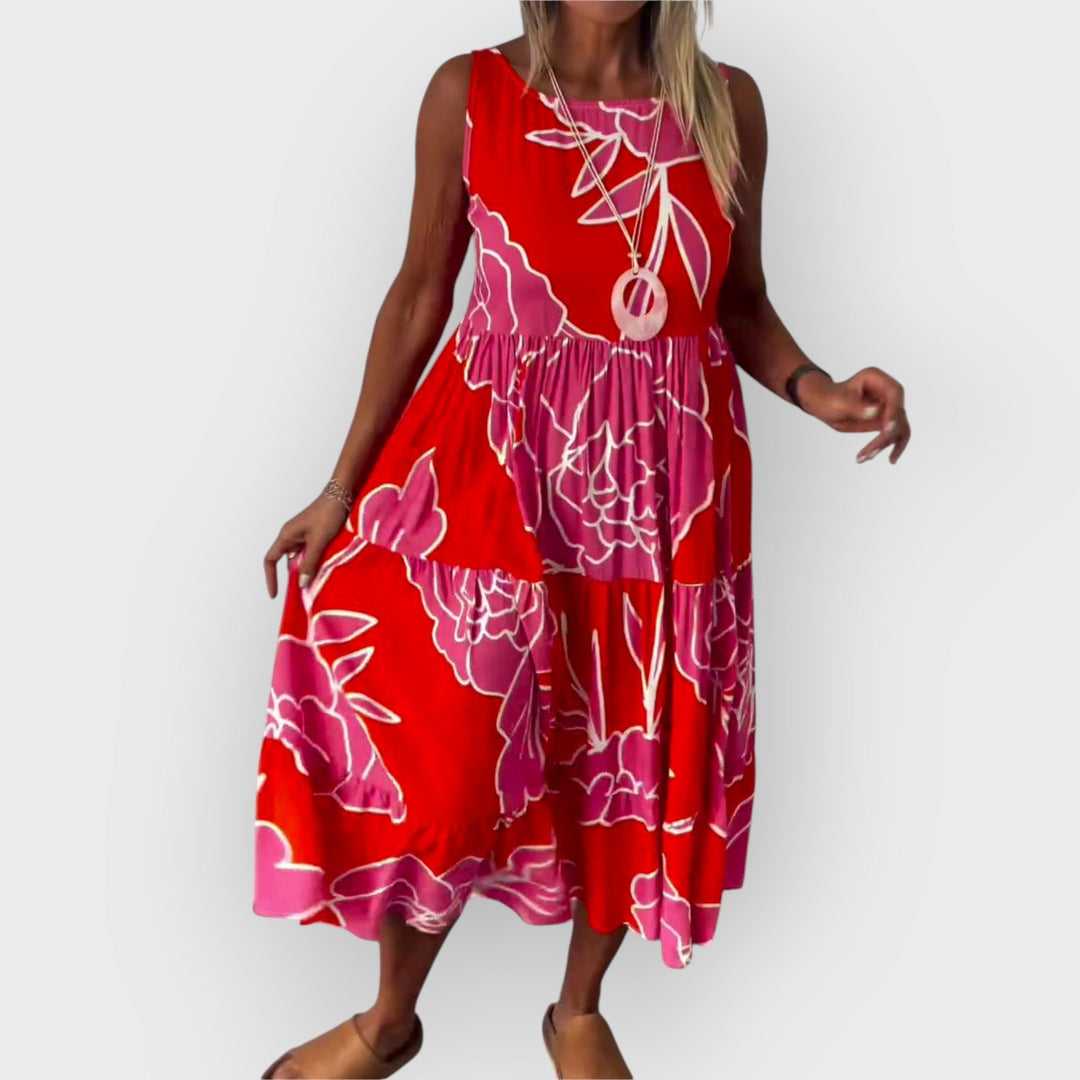 EVITA – STYLISH FLORAL DRESS WITH OFF-SHOULDER