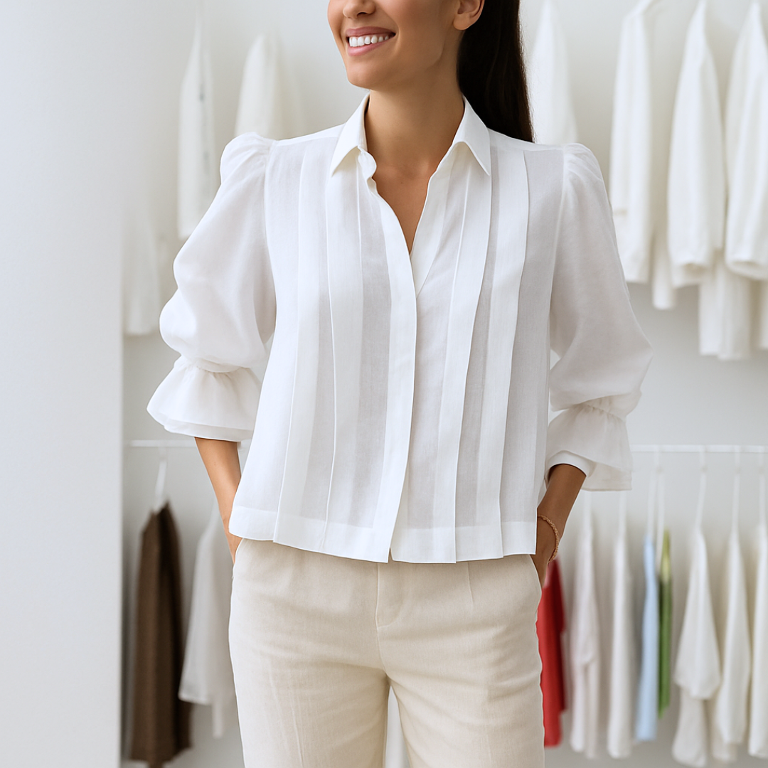NORA | Elegant Pleated Cotton Blouse