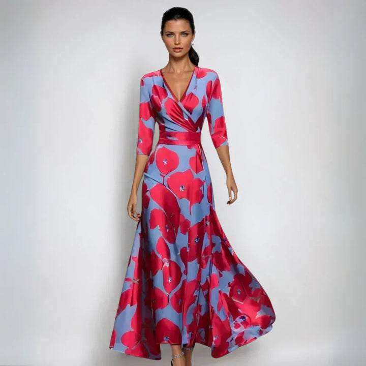 EMILIA - CHIC WRAP DRESS WITH FLOWERS