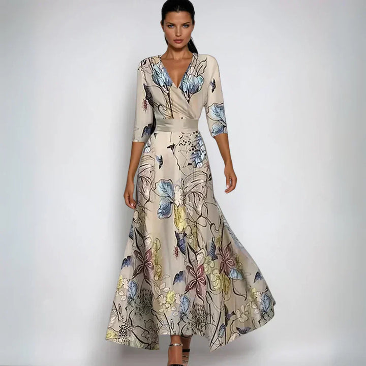 EMILIA - CHIC WRAP DRESS WITH FLOWERS