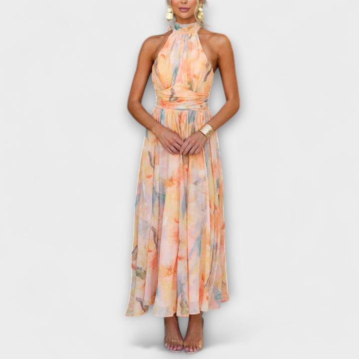ISLA – HALTER DRESS SUNSET WHISPER