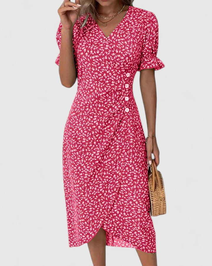 SOPHIA – MIDI WRAP BLOOM DRESS