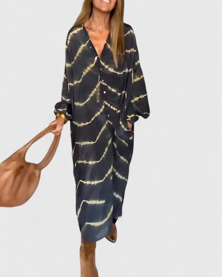 PAISLEY – TIE-DYE DRAPED SHIRT DRESS