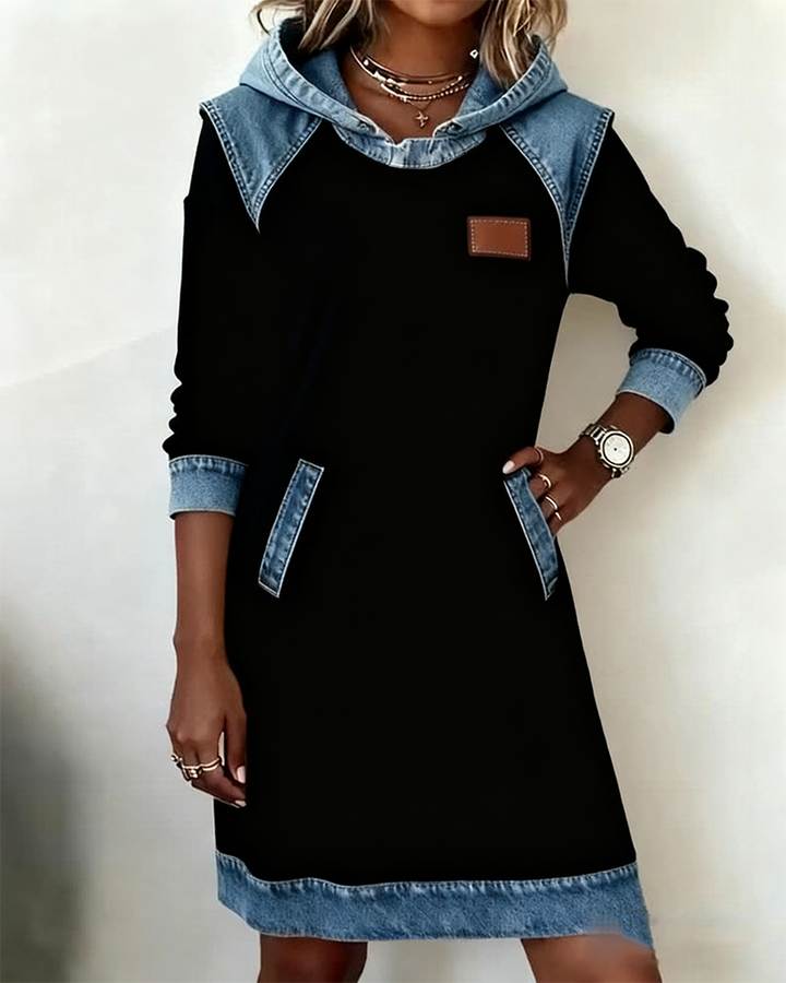 Stefana | Hoodie Dress with Contrasting Inserts