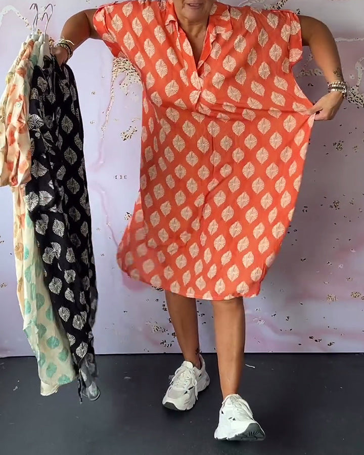 ELEANORA – SHIRT DRESS WITH WIDE COLLAR AND PRINT