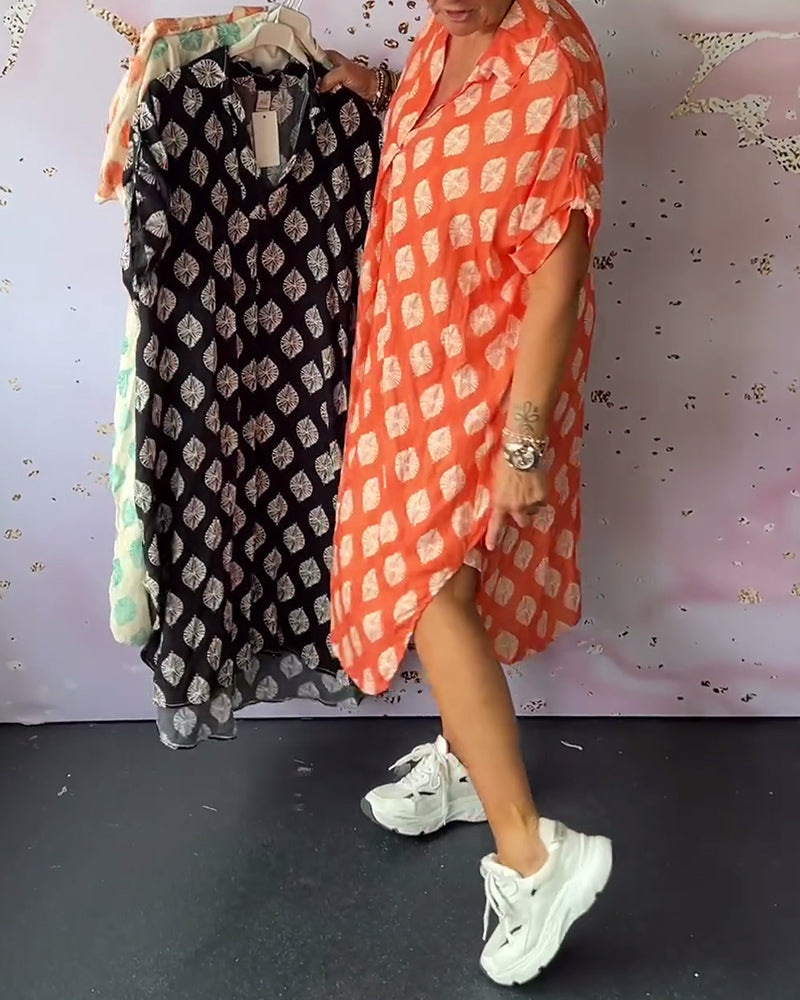 ELEANORA – SHIRT DRESS WITH WIDE COLLAR AND PRINT