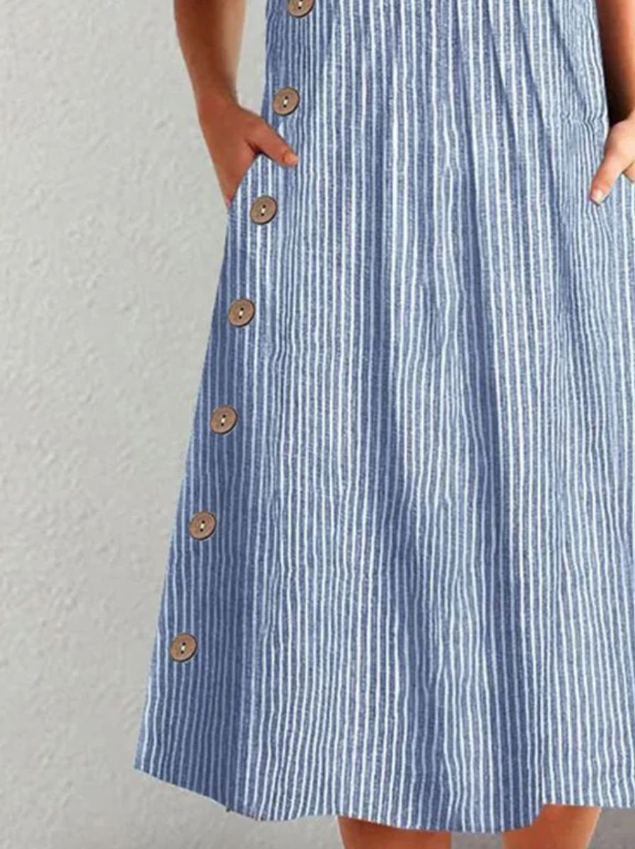 CALLIE – MIDI COTTON DRESS WITH CLASSIC STRIPES