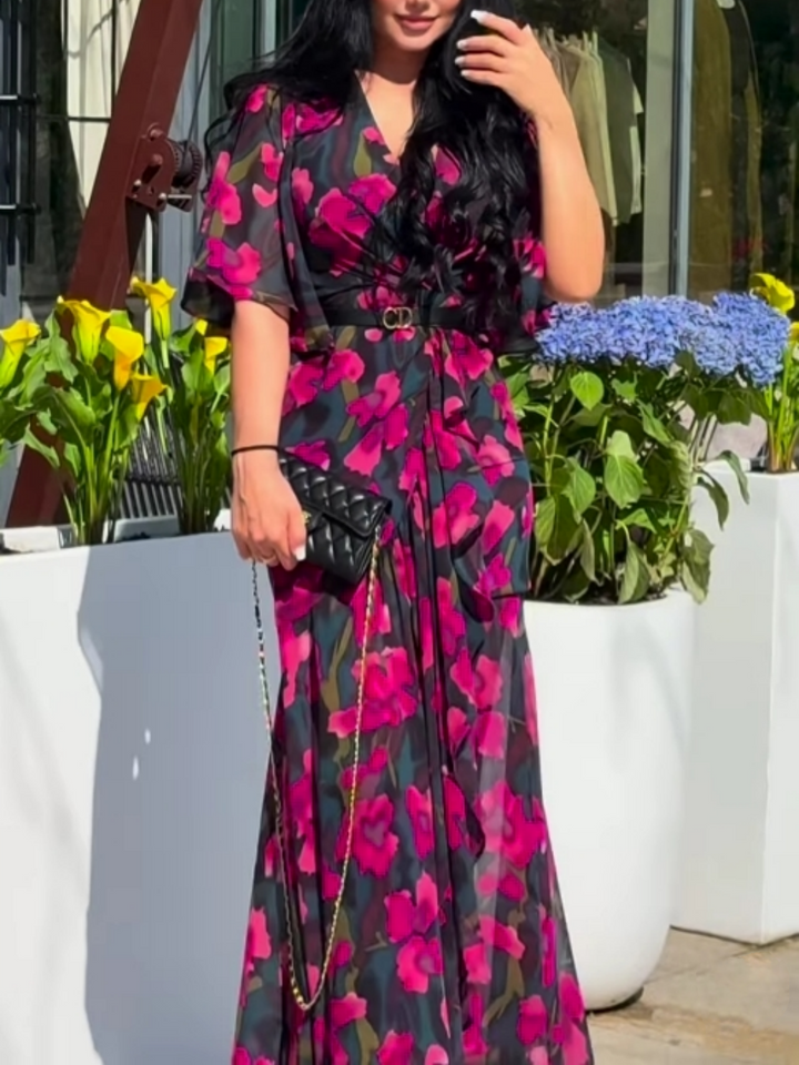 VIVIANA – MAXI DRESS WRAPPED IN ELEGANCE AMONG BLOOMS