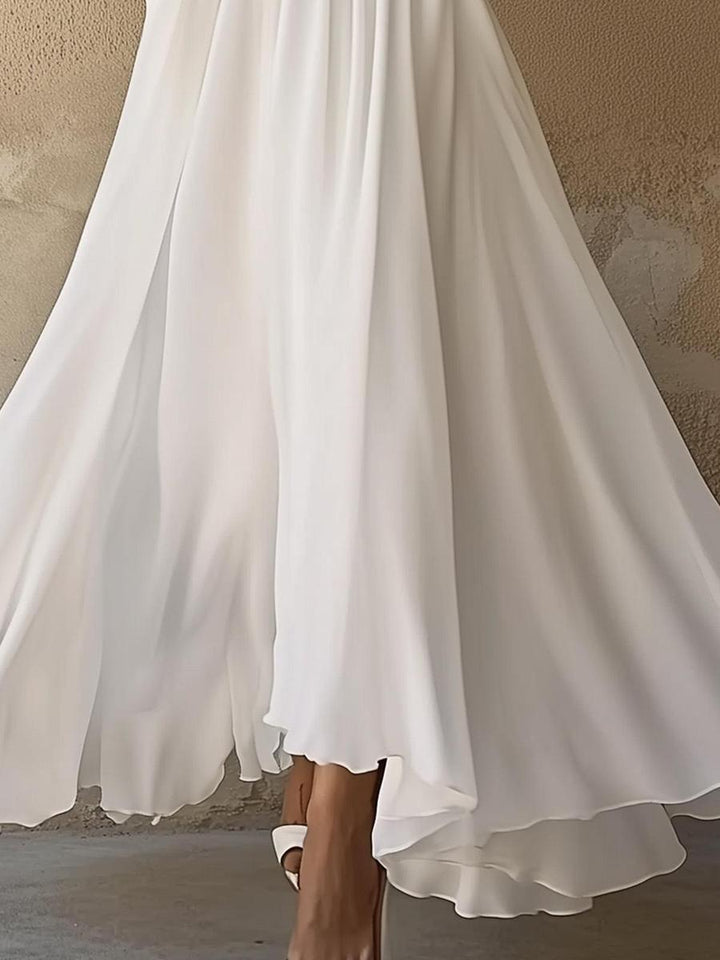 White Maxi V-Neck Vintage Dress