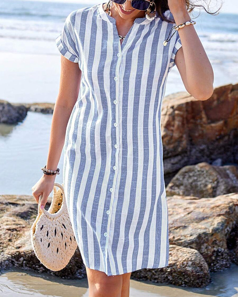 MIRANDA – STRIPED BREEZE SHIRT DRESS