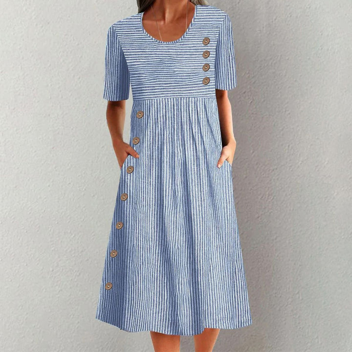 CALLIE – MIDI COTTON DRESS WITH CLASSIC STRIPES