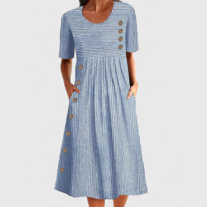 CIELO – MIDI DRESS WITH STRIPES AND BUTTONS