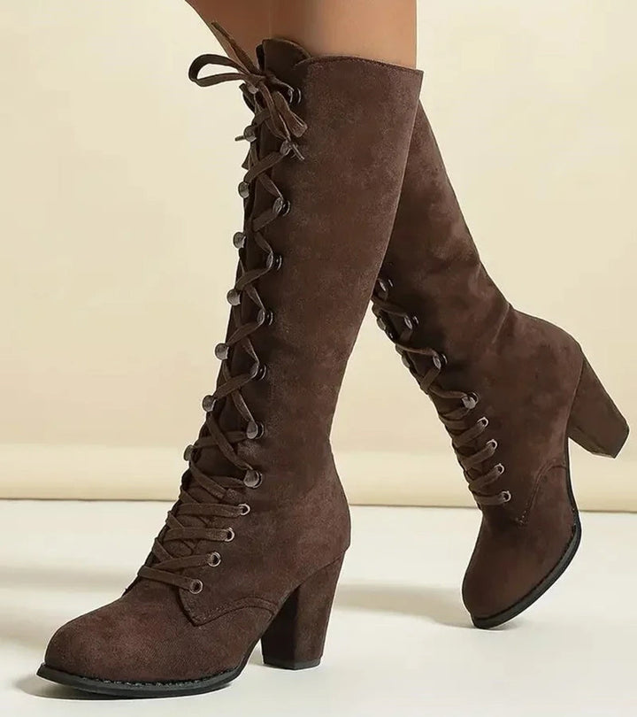 Asmita - Lace-Up High Heel Suede Boots