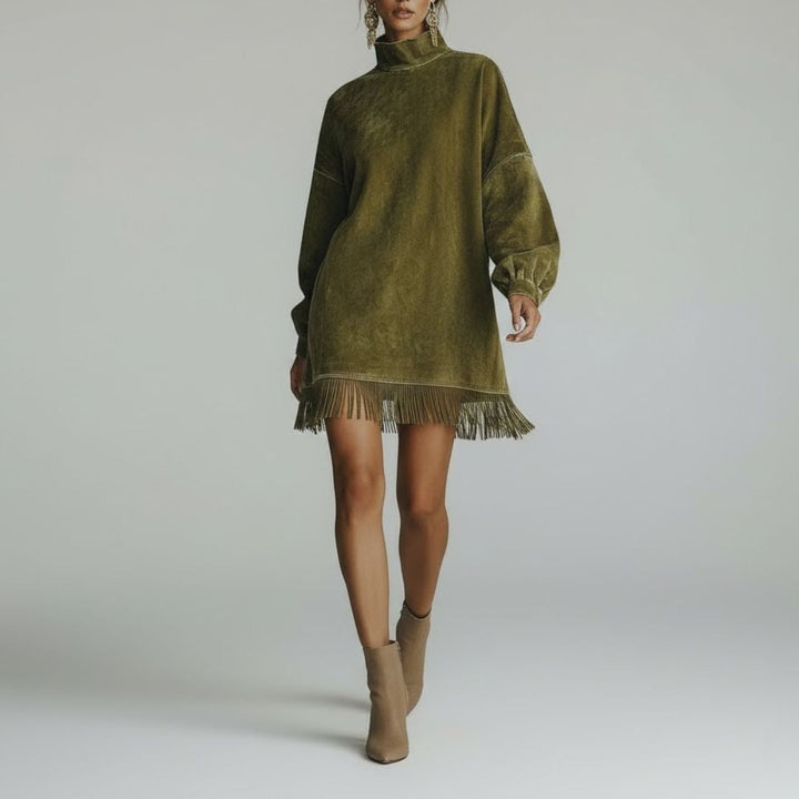 Sheryl | Cozy Suede Fringe Dress