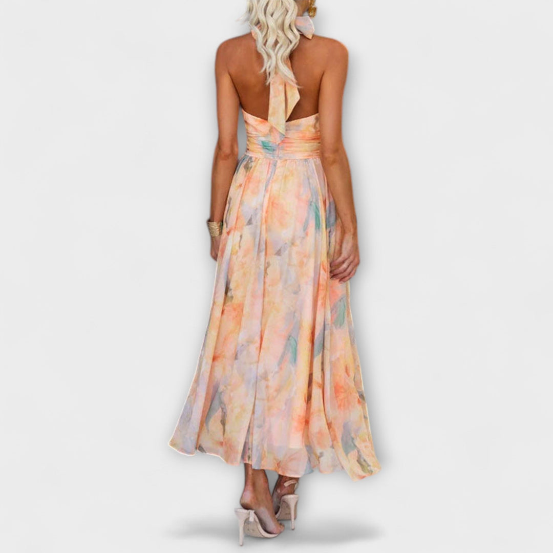 ISLA – HALTER DRESS SUNSET WHISPER
