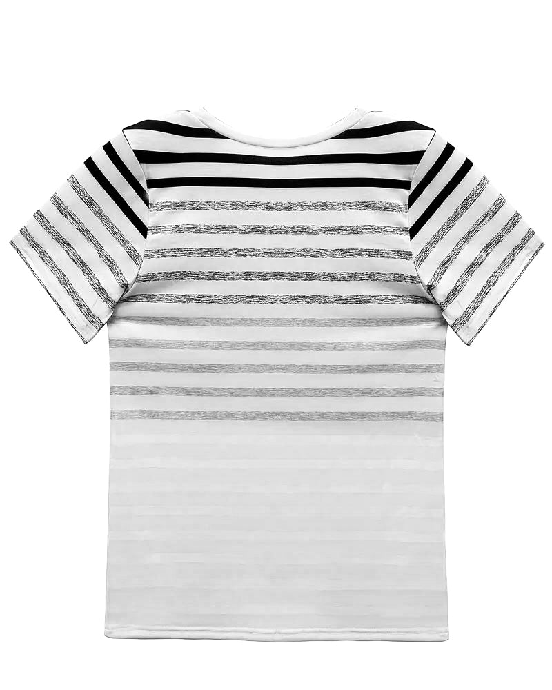 Evelyn – Round Neck Short Sleeve Striped T-Shirt