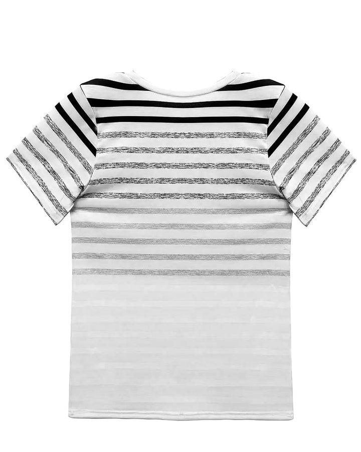 Evelyn – Round Neck Short Sleeve Striped T-Shirt