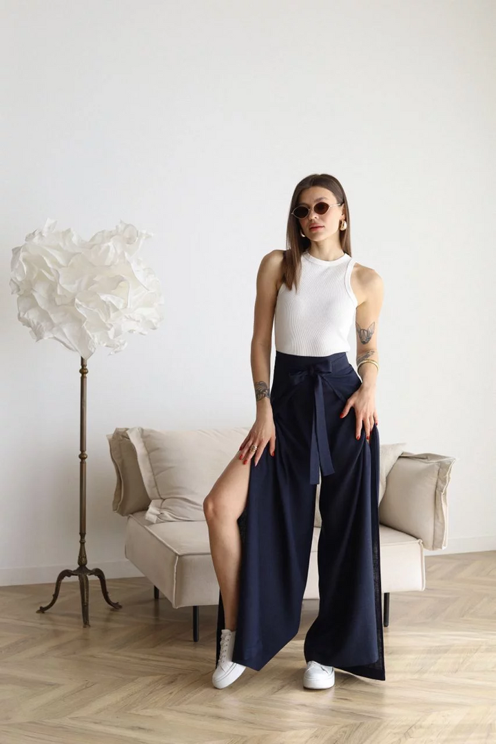 ARIANE – WOMEN'S WIDE-LEG LINEN PANTS