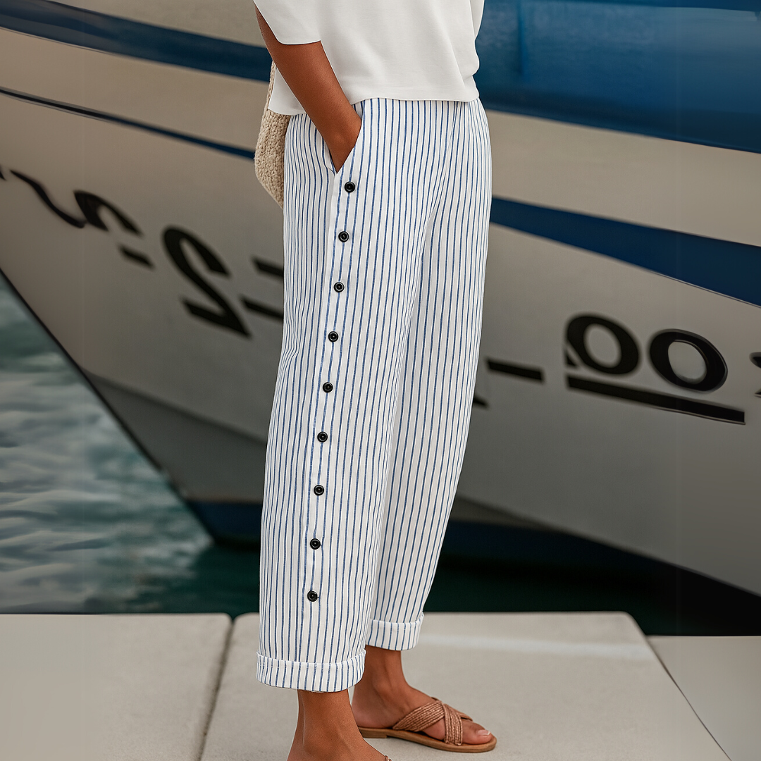 Caitlin | Elegant Striped Pants with Cuffs