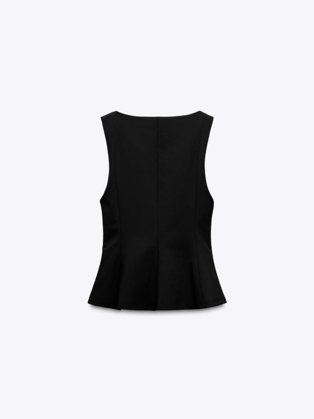 Sleeveless Peplum Top with Square Neck, Slim-Fit