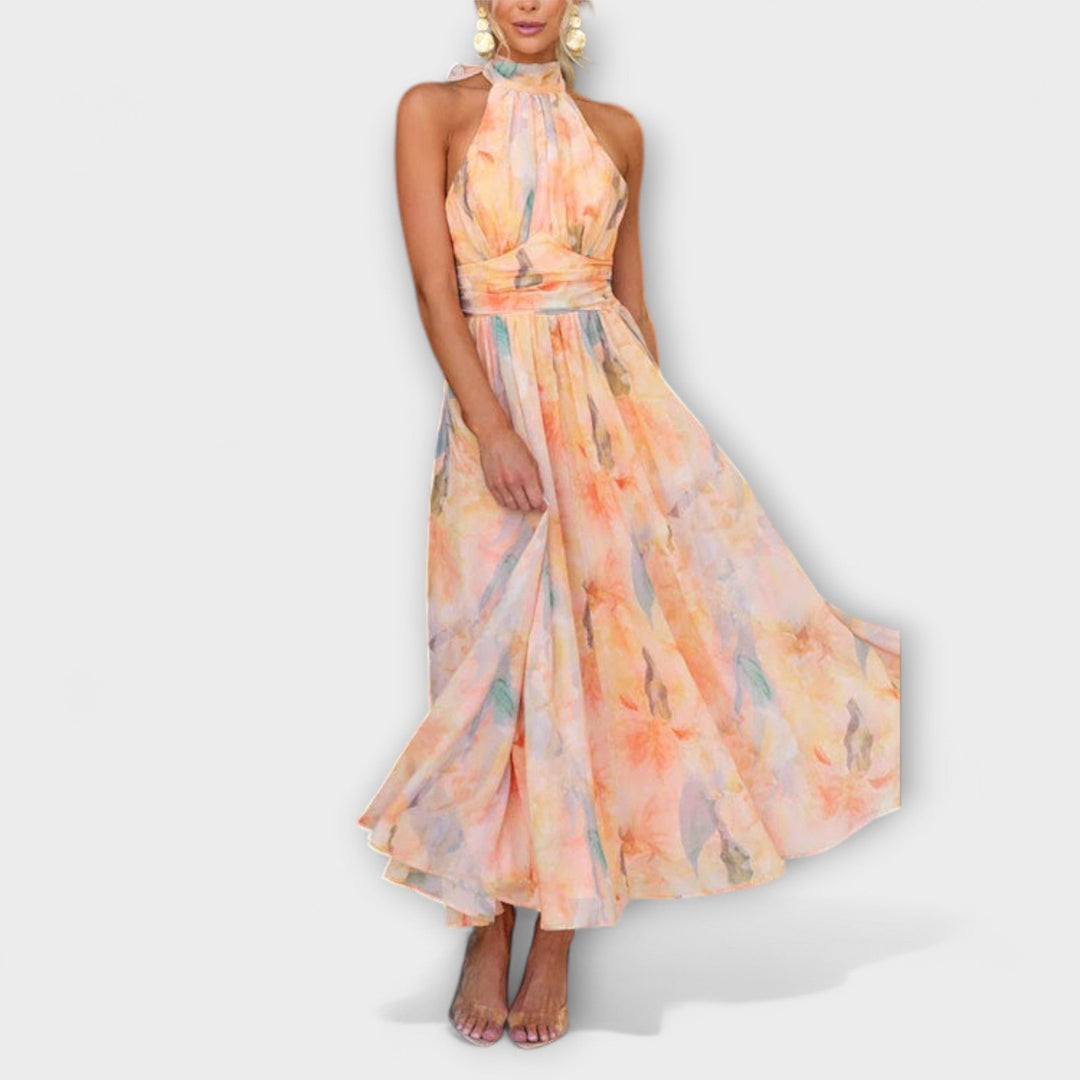 ISLA – HALTER DRESS SUNSET WHISPER
