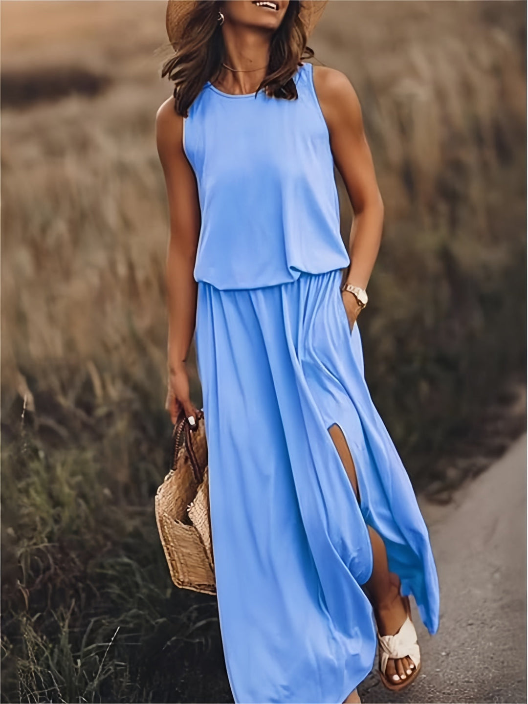 ROSALIA – LONG SLEEVELESS DRESS