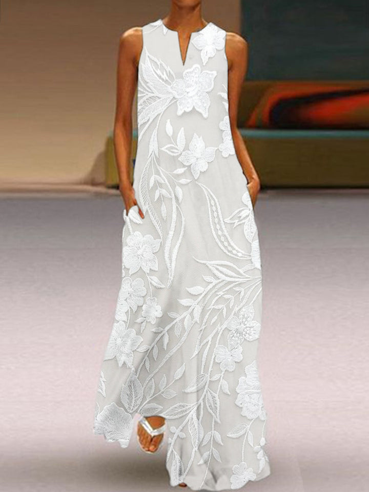 SELENE – ELEGANT SLEEVELESS DRESS, LUXURIOUS, WITH PRINT