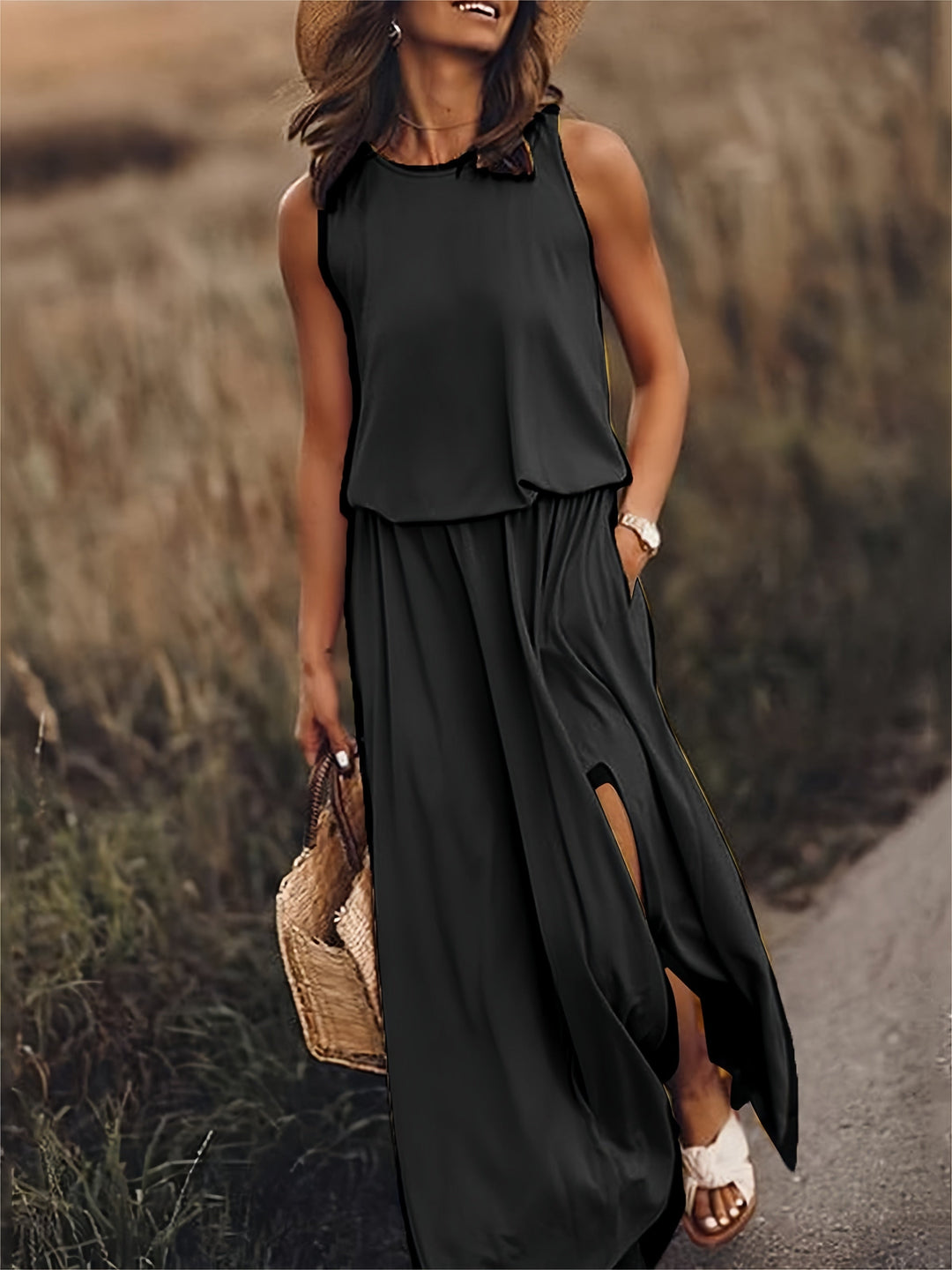 ROSALIA – LONG SLEEVELESS DRESS