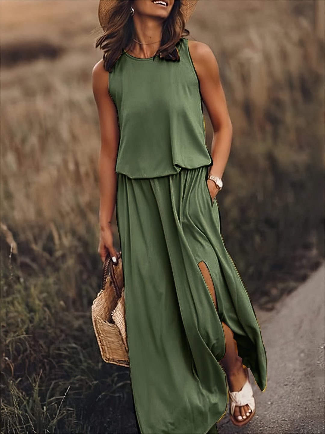 ROSALIA – LONG SLEEVELESS DRESS