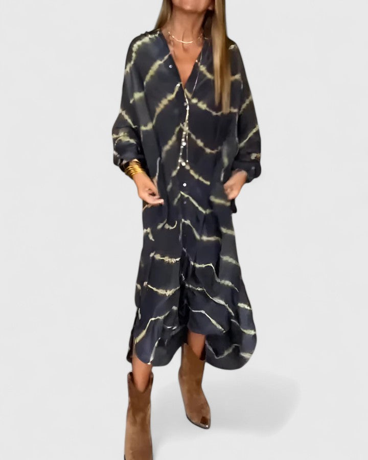 PAISLEY – TIE-DYE DRAPED SHIRT DRESS