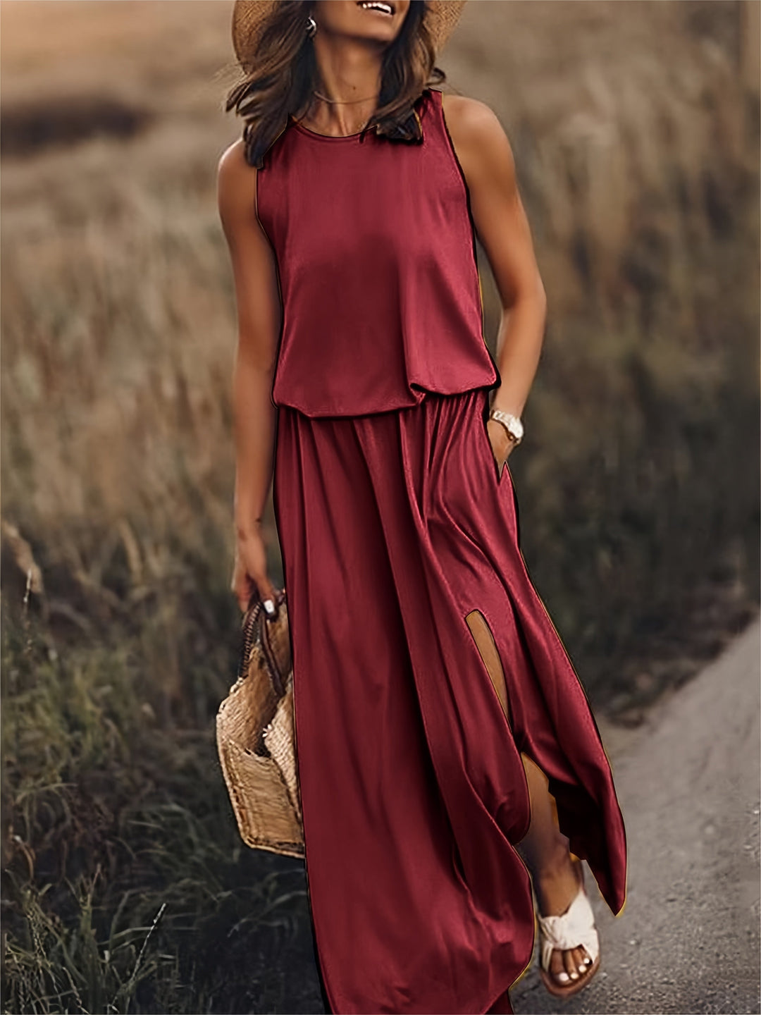 ROSALIA – LONG SLEEVELESS DRESS