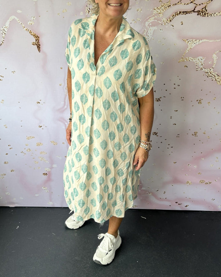 ELEANORA – SHIRT DRESS WITH WIDE COLLAR AND PRINT