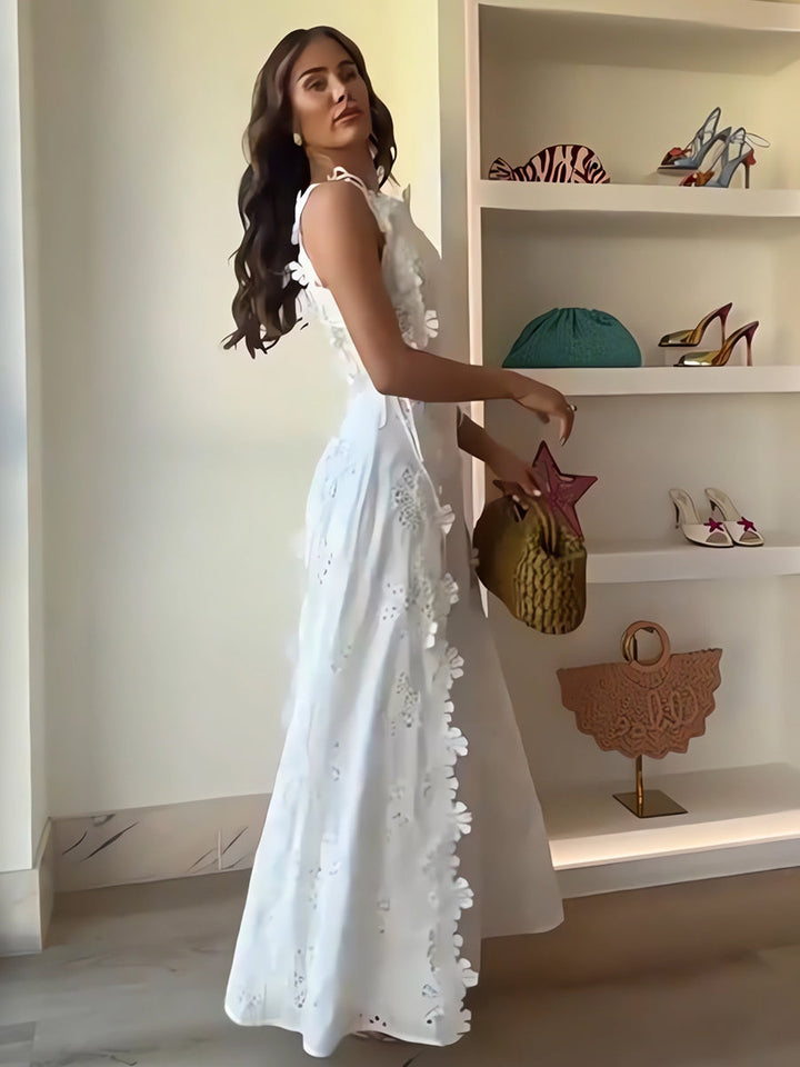 ELENA – MAXI EMBROIDERED DRESS GARDEN WHISPER