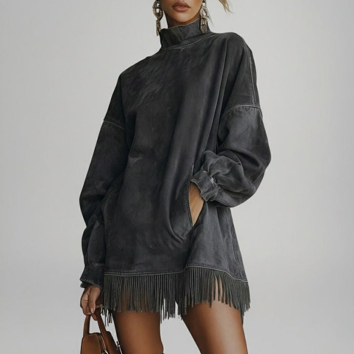 Sheryl | Cozy Suede Fringe Dress