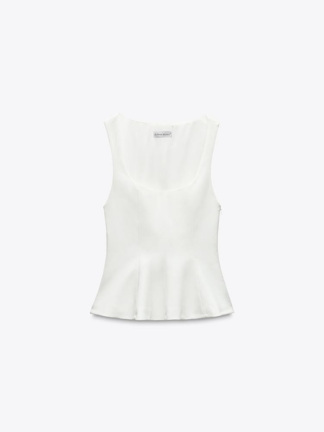 Sleeveless Peplum Top with Square Neckline, Fitted