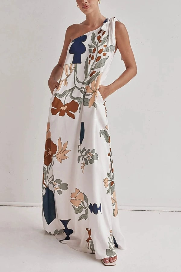 MILLIE – MAXI DRESS WITH ONE SHOULDER PRINTED