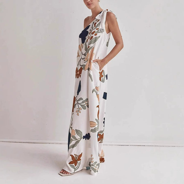 MILLIE – MAXI DRESS WITH ONE SHOULDER PRINTED