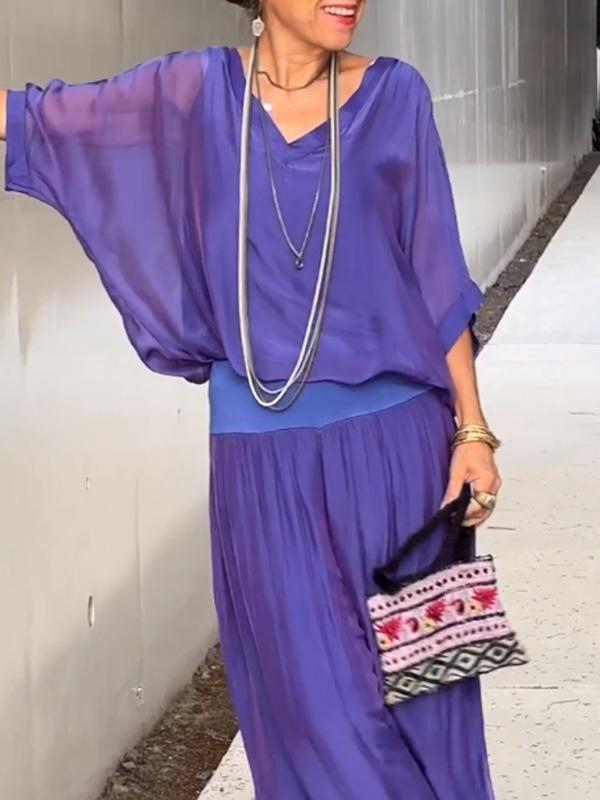 ESMERALDA – TWO-PIECE SET WITH WIDE CHIFFON PANTS