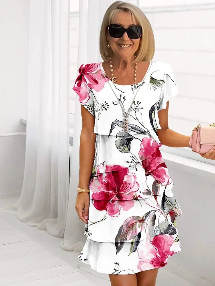 Maureen | Cascading Floral Dress with Multiple Plants