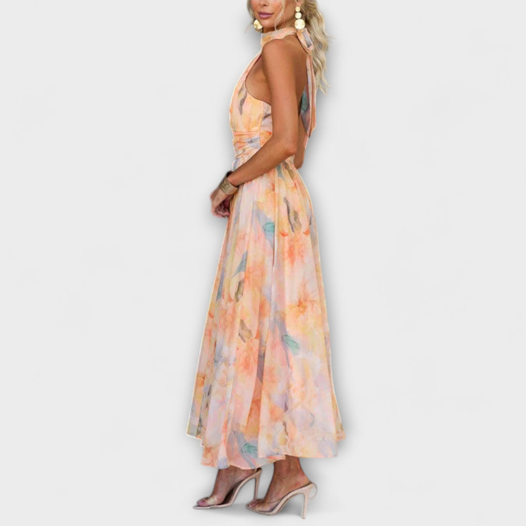 ISLA – HALTER DRESS SUNSET WHISPER