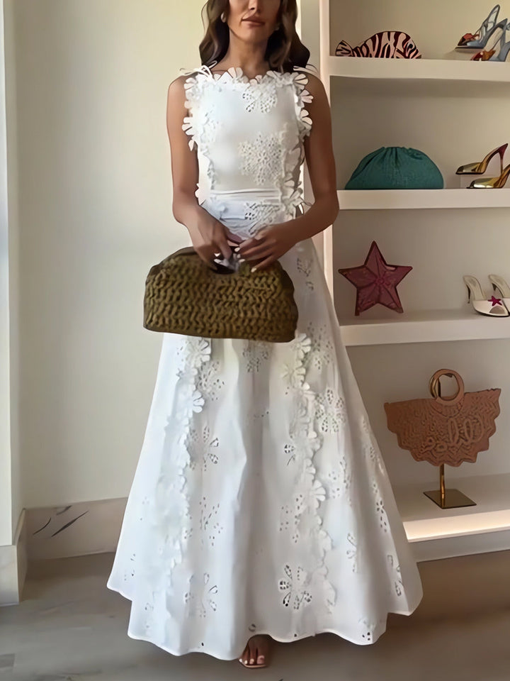 ELENA – MAXI EMBROIDERED DRESS GARDEN WHISPER